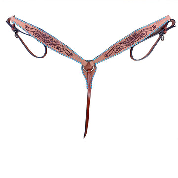 HILASON Floral Hand Tooled Western Horse Breast Collar Tan